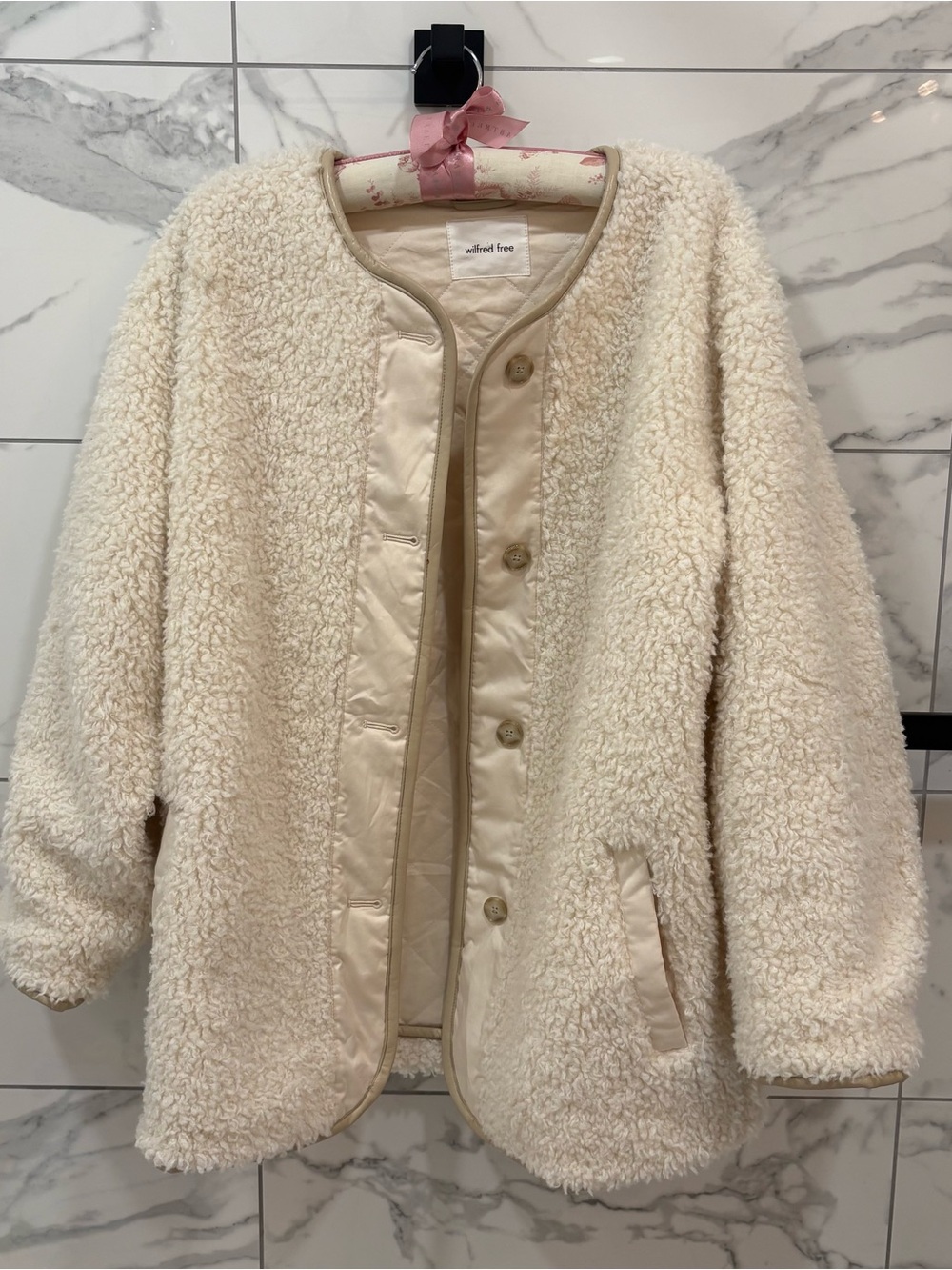 Aritzia Wilfred Free Cream Teddy Jacket Size M
